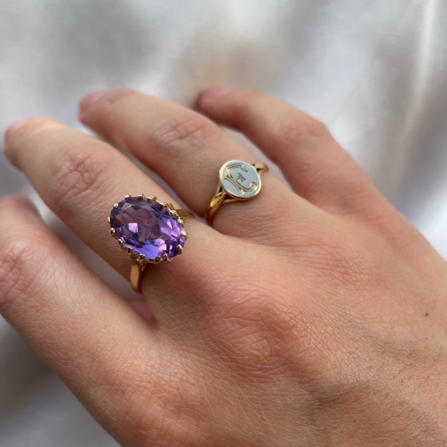 9K gouden vintage ring met amethist