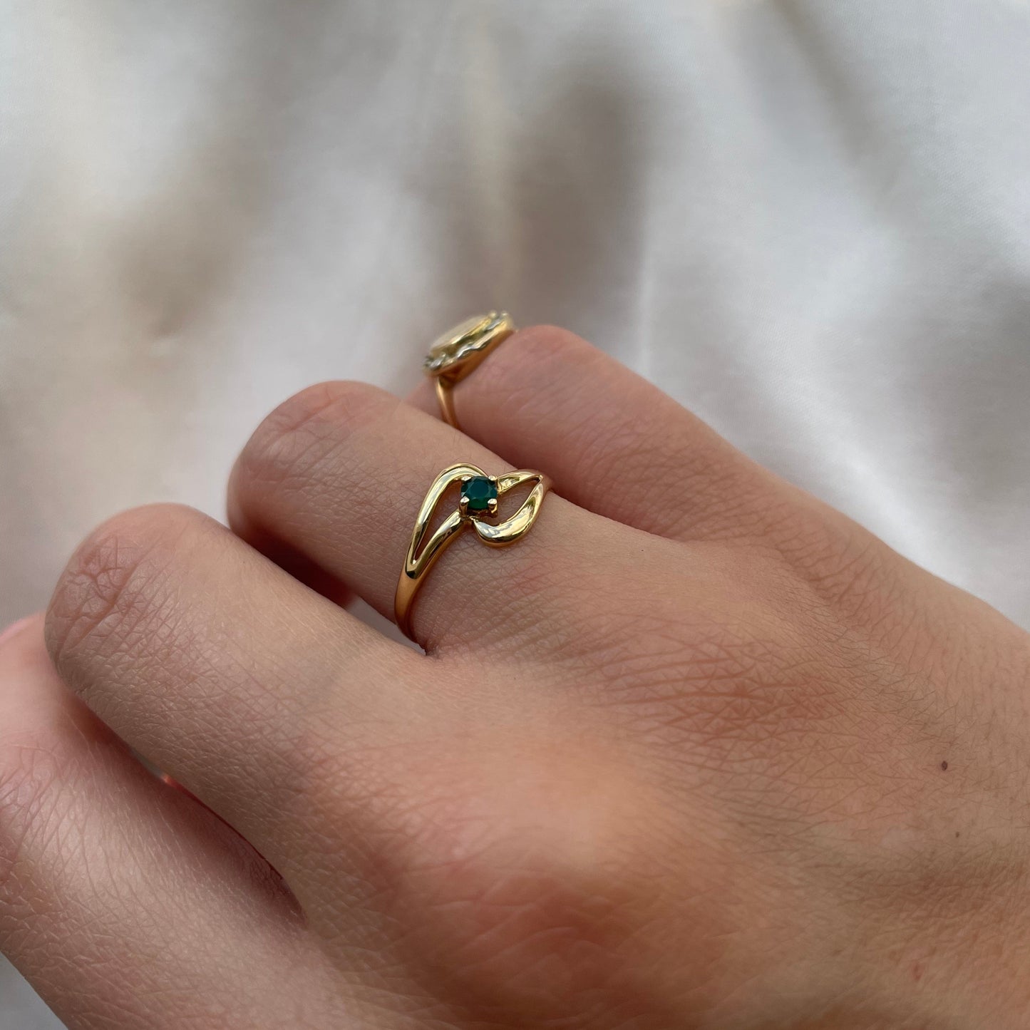 18K gouden vintage ring met chrysopraas